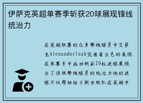 伊萨克英超单赛季斩获20球展现锋线统治力 伊萨克英超单赛季斩获20球展现锋线统治力